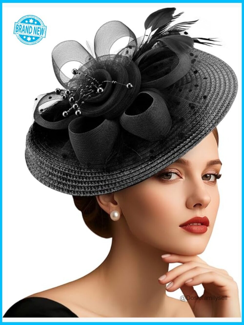 Vintage Fascinator Hat with Feathers and Mesh Veil Tea Party Derby Headwear